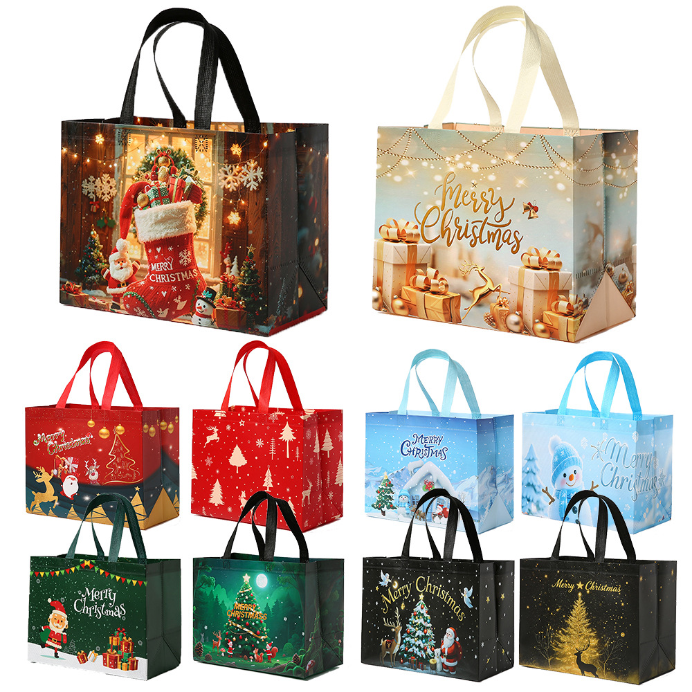 Bolsa de Navidad no tejida spot Amazon comercio exterior transfronterizo bolsa de mano no tejida bolsa de regalo