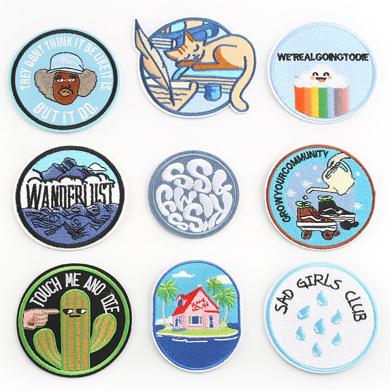 round embroidery label embroidery badge clothing accessories badge embroidery cloth sticker