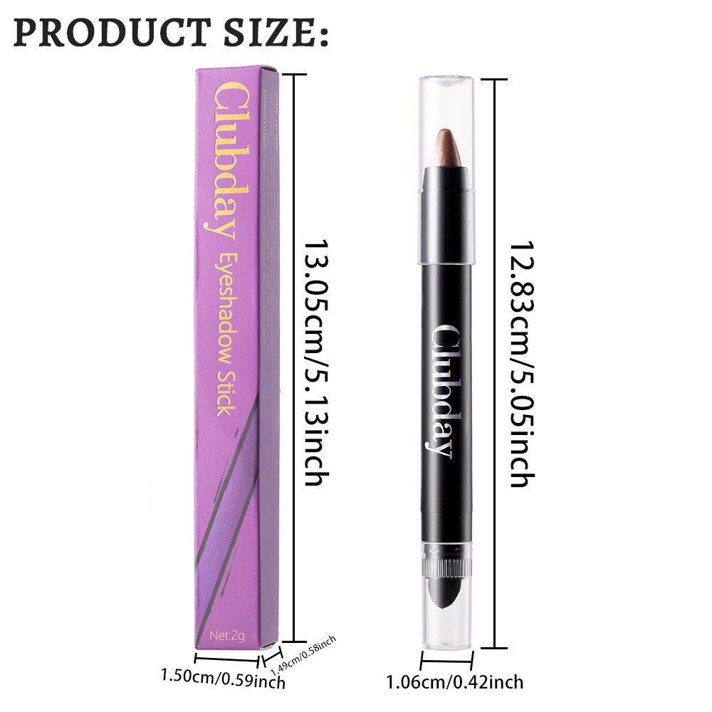 Clubday Cross-border Double-headed Pearlescent Eyeshadow Stick, long-lasting waterproof, lazy eye makeup brightening, high-gloss, under-eye Eyeshadow pen Specification drawing