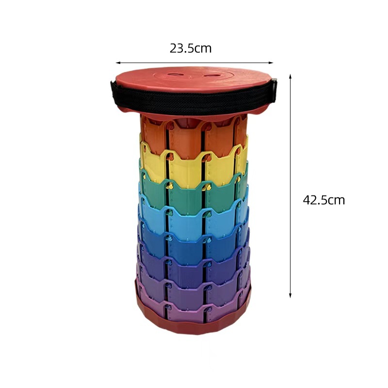 Transfronterizo arco iris casero taburete plegable taburete de pesca portátil al aire libre ajustable altura de viaje silla plegable