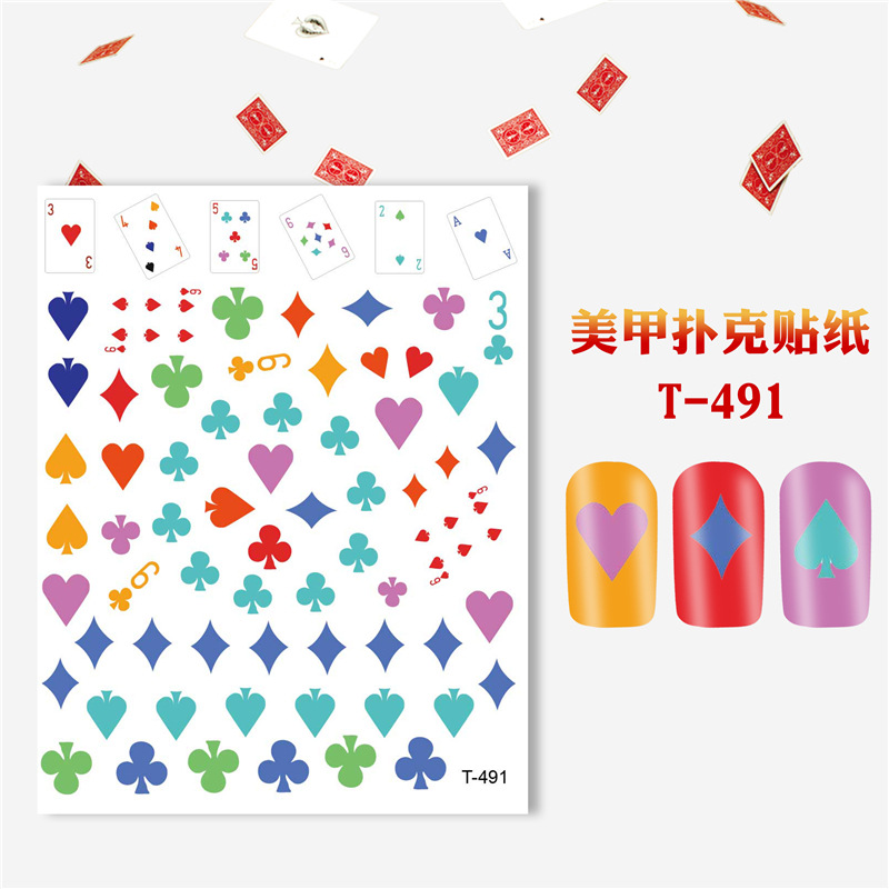 Etiquetas engomadas populares fronterizas del clavo del Póker Etiquetas engomadas del clavo de la marca de la moda del Póker