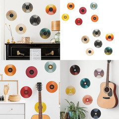外貿彩色音樂唱片音樂教師宿舍臥室家居裝飾牆貼貼紙自粘批發跨境