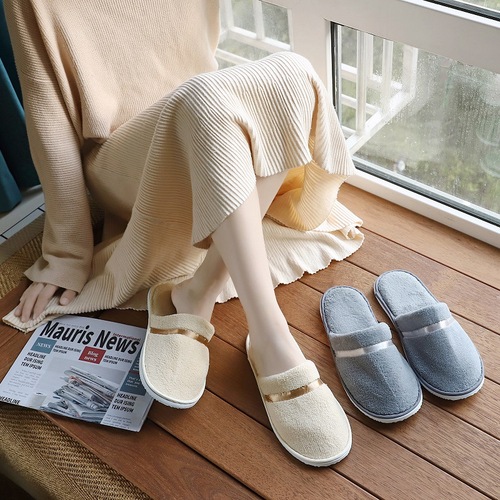 High-end hotel slippers coral velvet five-star special thickened non-slip hotel home hospitality non-disposable wholesale