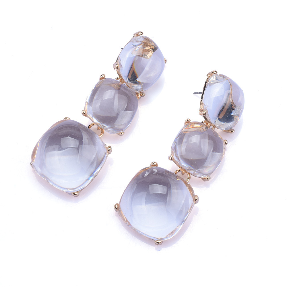 1 Pair Quantity Exaggerated Square Metal Inlay Resin Women's Drop Earrings