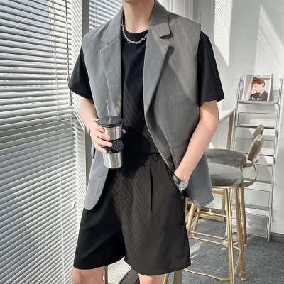 ins Light cooked man Spring and summer Vest man 's suit Trend Lapel Sleeveless suit waistcoat jacket