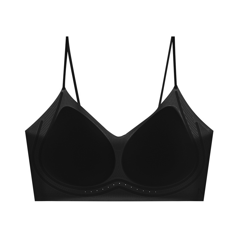 10A Camellia antibacteriana sensación fresca ropa interior ultrafina sin costuras para mujer, soporte suave, tirantes finos, sujetador de chaleco trasero transpirable