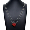 Accessory, constructor, double-layer necklace, round beads heart-shaped, pendant, sweater, European style