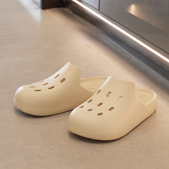 Women's Summer Thick Sole Slides with EVA Suede Feeling, Decorative Flower Pattern Foreign Trade Slippers