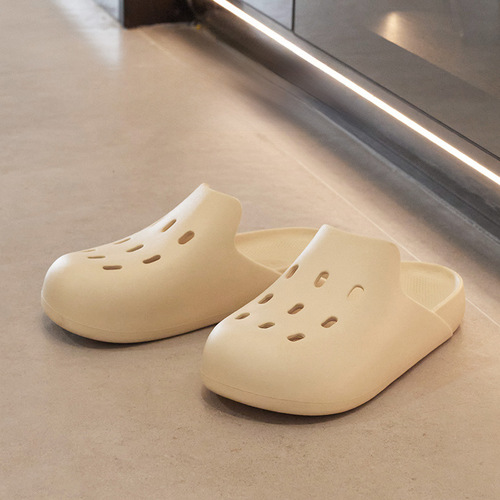 Women's Summer Thick Sole Slides with EVA Suede Feeling, Decorative Flower Pattern Foreign Trade Slippers