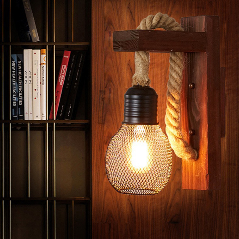 American country retro cafetería pasillo restaurante bar creativo madera madera lámpara de pared