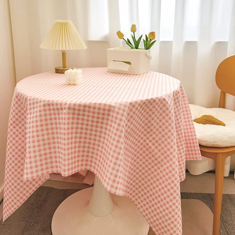 Net red plaid tablecloth Ins wind girl heart round table cloth layout dust dining table cloth coffee table padding