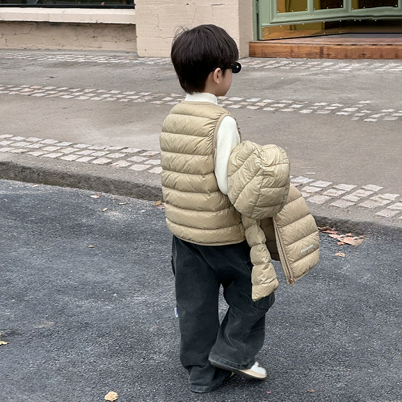 Children's winter velvet down jacket, keep warm vest, duck down