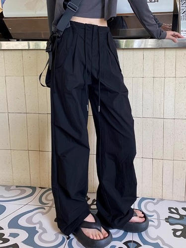 Women's 2025 Summer American-Style Quick-Dry Work Pants: High-Waist Parachute Trousers, Casual Wide-Leg Pants, and Sports/Outdoor Activewear