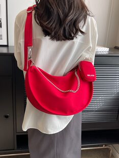 Capacious demi-season universal red one-shoulder bag, dice, 2023 collection