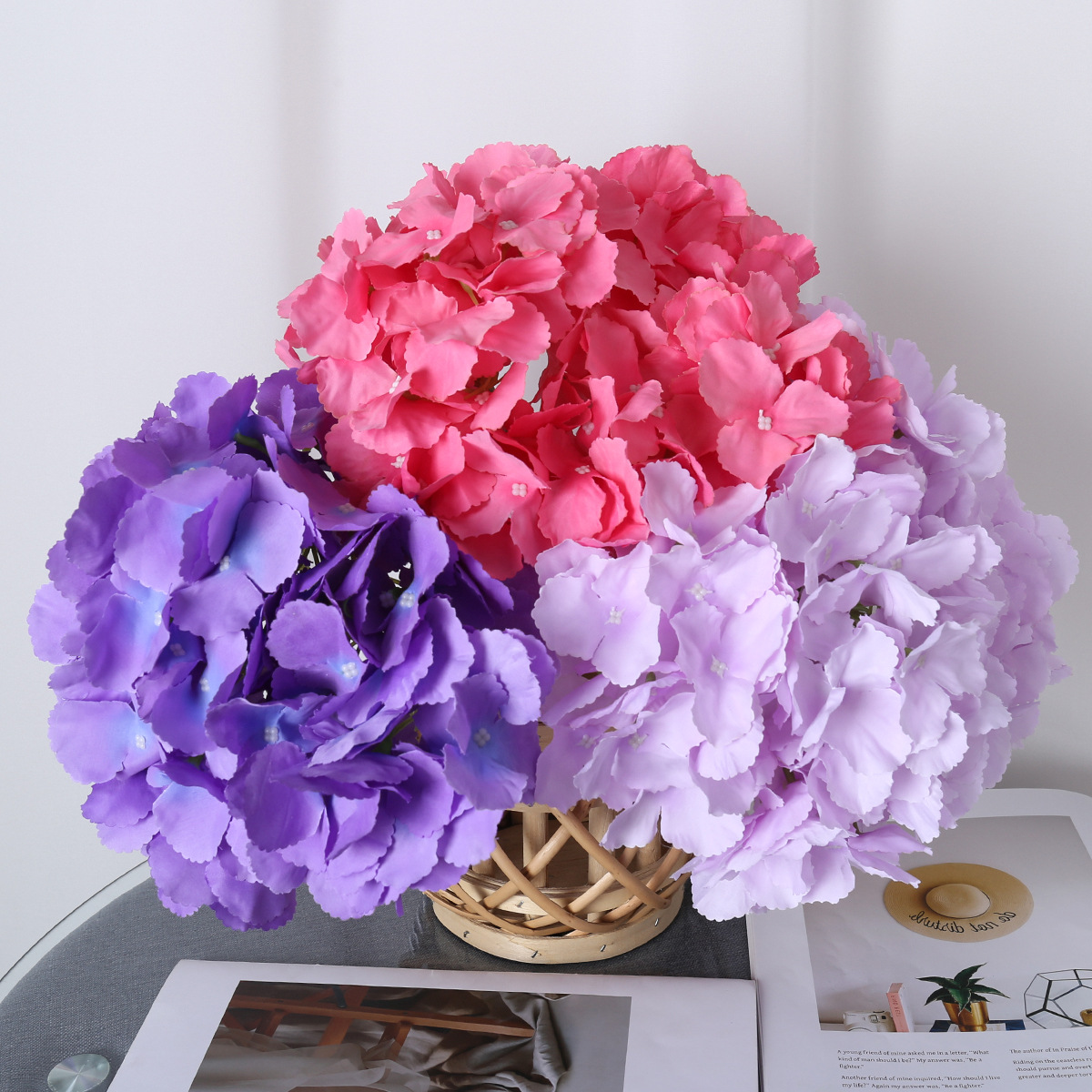 Hortenida decoración de bodas disparo ramo floral arreglos floral al por mayor simulación de adornos de flores falsas