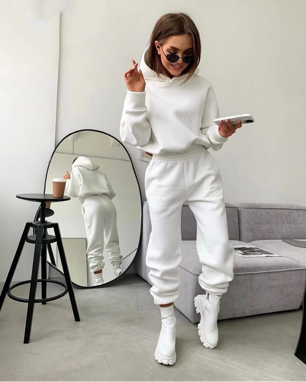 1042g Weight Long Sleeve Sleeve Length Cotton Blend, Polyester Fabric Type Pants Sets Sets Type 2 Pieces Set Quantity Holiday, Daily Occasion Hooded Neckline Loose Fit Type Solid Color Pattern Winter, Autumn Season Women's Gender Streetwear Style Women's Hoodies Sets Long Sleeve Streetwear Solid Color 14