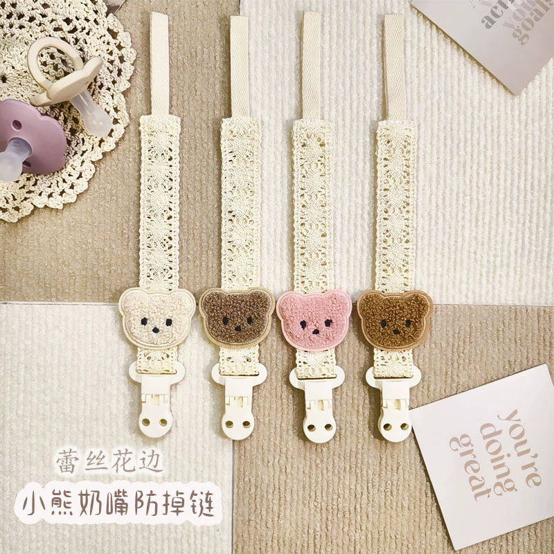 Rins ветер медвежонок кружевной младенец соска цепочка соска зажим детская зубная игрушка для защиты от потери веревки