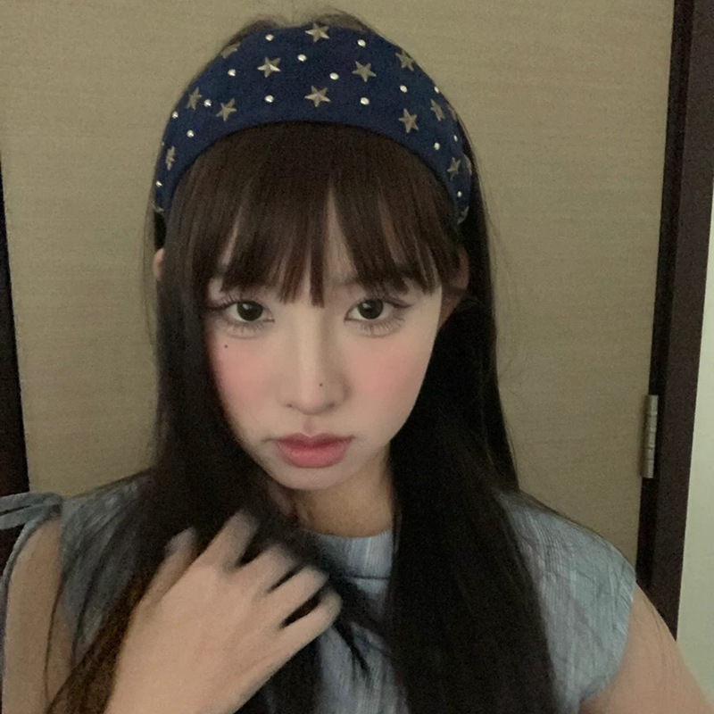 ins小众设计五角星铆钉宽边发箍立体压发刘海头箍复古发卡女发饰|undefined