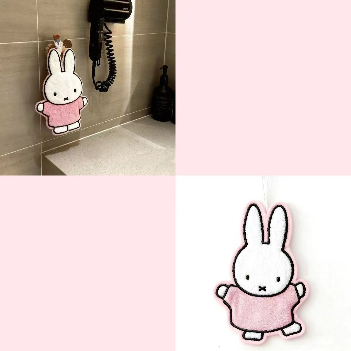 Miffy conejo toallas de limpieza colgantes lindas dibujos animados absorción de agua pequeña toallas de baño grueso cocina toallas de limpieza de baño