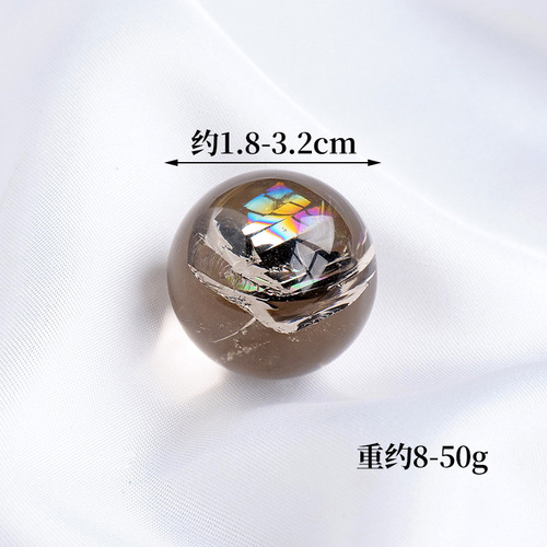 Manufacturer wholesale natural tea crystal smoky crystal colorful glue flower crystal ball seven-star array degaussing stone purification stone ornaments