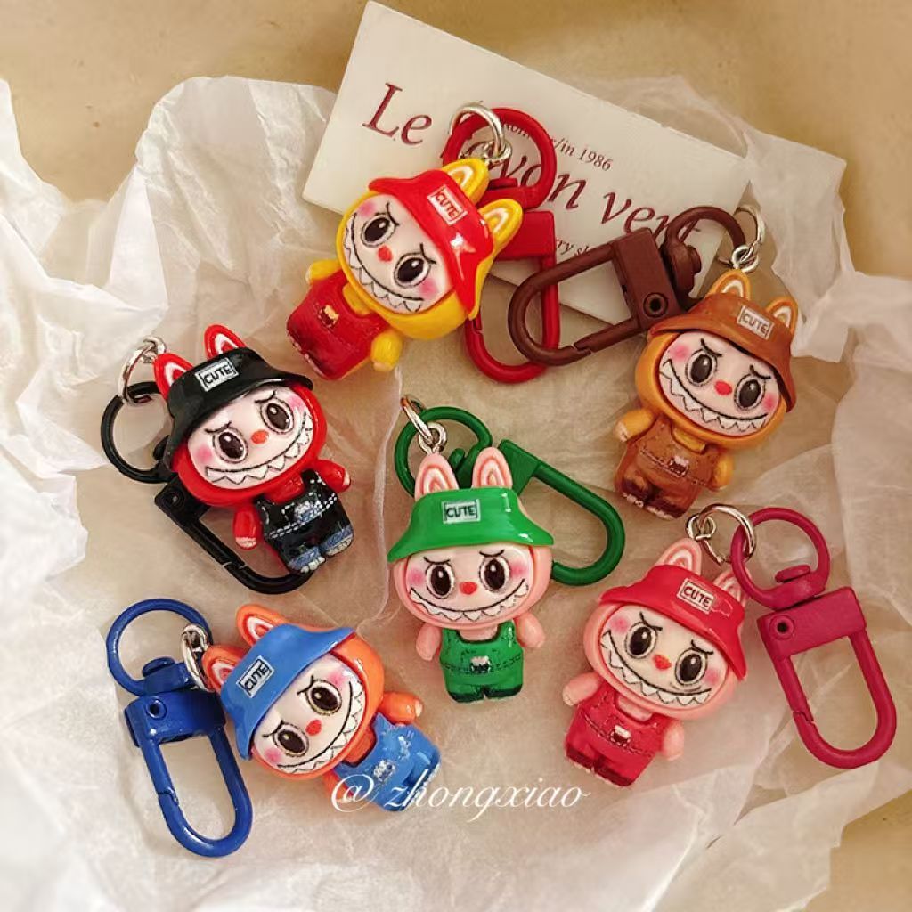 New Cartoon Labubu Keychain Pendant Cute Cartoon Student Backpack Accessories Holiday Gift Best Friend