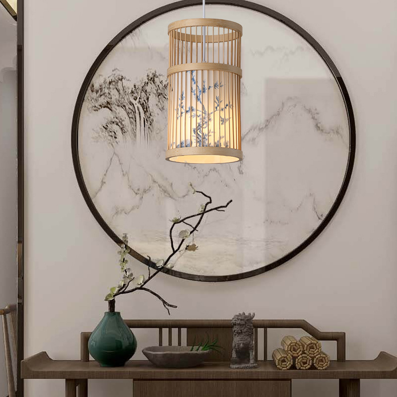 Chino creativo bambú linterna Casa de Té restaurante olla caliente restaurante local restaurante B & B pastoral japonés retro lámpara de Bambú