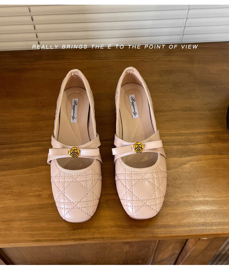 Giày Mary Jane nữ mũi vuông đính nơ, độn đế trong gót 3 cm, chất liệu da cừu, kiểu Pháp — Màu hồng [chiều cao gót 3cm] có sẵn, Màu trắng kem [gót cao 3cm] hàng có sẵn, Đen [gót cao 3cm] hàng có sẵn chi tiết 12