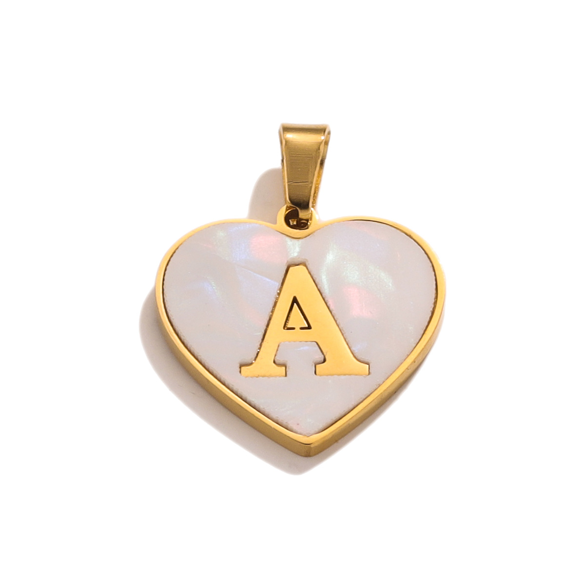 304 Stainless Steel Material 1 Piece 22*29mm 304 Stainless Steel Shell Letter Heart Shape Polished Pendant