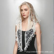 跨境热销新款蕾丝包头三角巾韩版etsy外贸temu镂空头纱三角围巾女