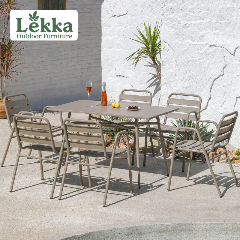 Customized Outdoor Patio Furniture Set for Villa, Cafe, Balcony, Leisure Table and Chairs, Sunshade Umbrella, Terrace Garden Furniture Set