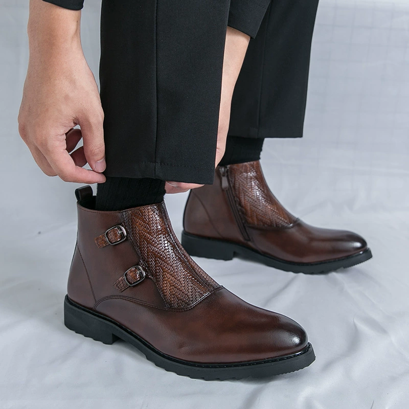 Британские Ретро ботинки Martin, Мужские осенне-зимние новые высокие кожаные туфли 2022 года, мужские ботинки, увеличивающие рост, корейские модные короткие сапоги