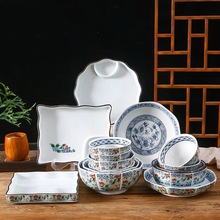 茶银彩日式和风陶瓷拉面碗沙拉碗复古宫廷风彩绘八角莲花碗汤碗