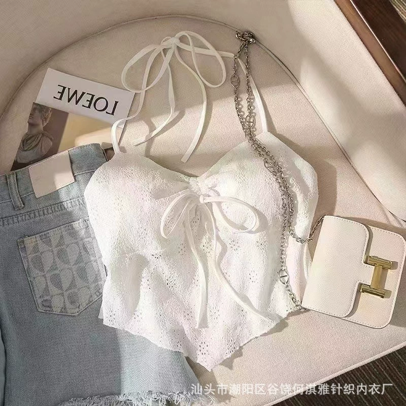 Топ с кружевом и чашками, трендовый пояс, sexy без проводной бюстгальтер, красивый спина