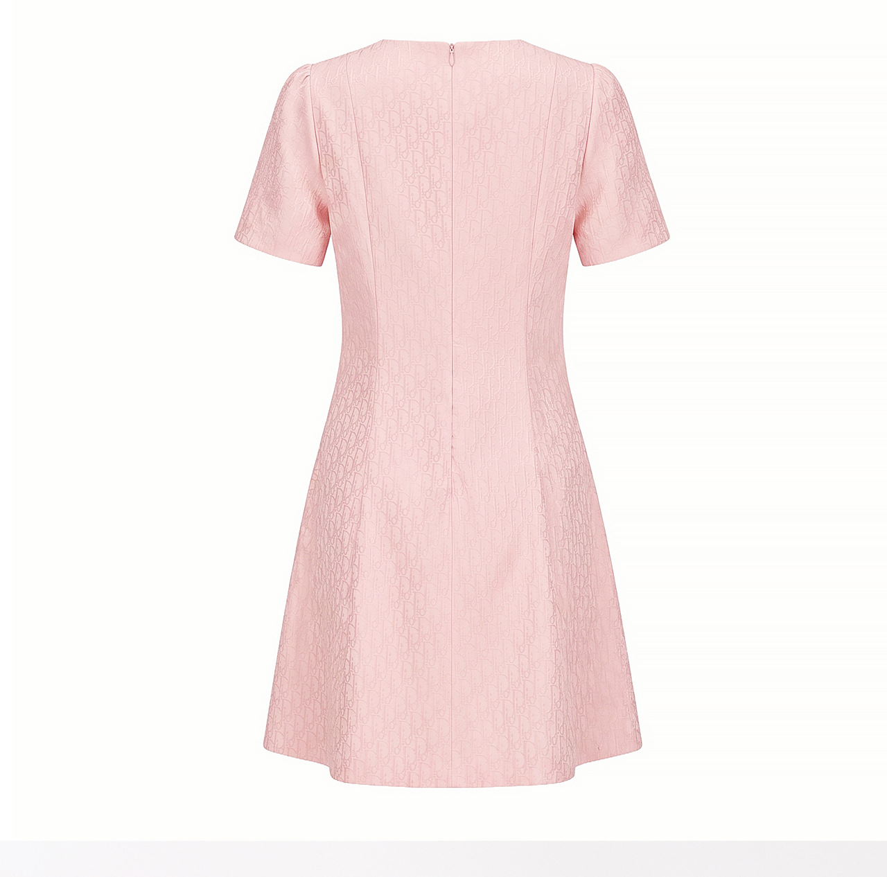 Đầm ngắn tay thắt eo jacquard kiểu dáng thanh lịch mùa hè — màu hồng chi tiết 22