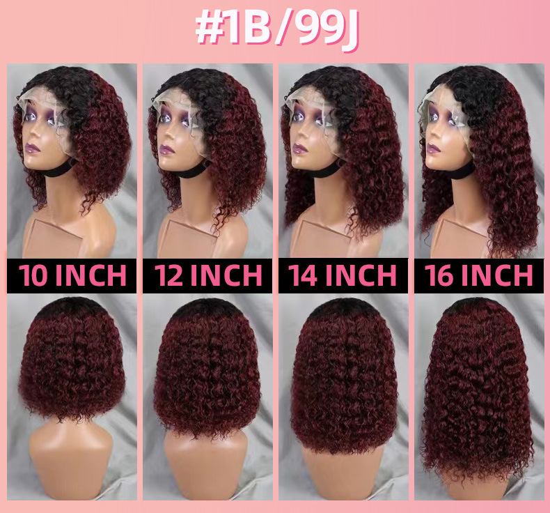 Synthetische Deep Wave Bob Perücke Mit Lace Front Für Damen_voghion.com