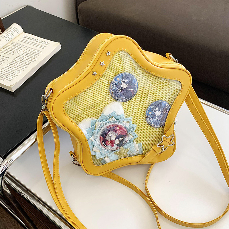 Bolsa de dolor de comida secundaria japonesa 2024, mochila de chicas con estrellas transparentes, mochila de comercio exterior transfronterizo