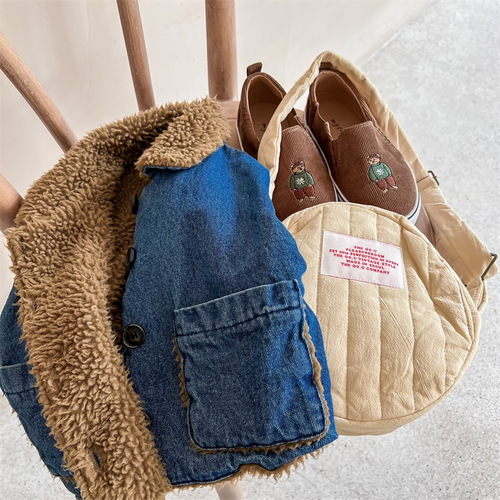  new children's clothing autumn and winter clothing children's Korean style denim lamb velvet thickened vest girls winter clothing 122623