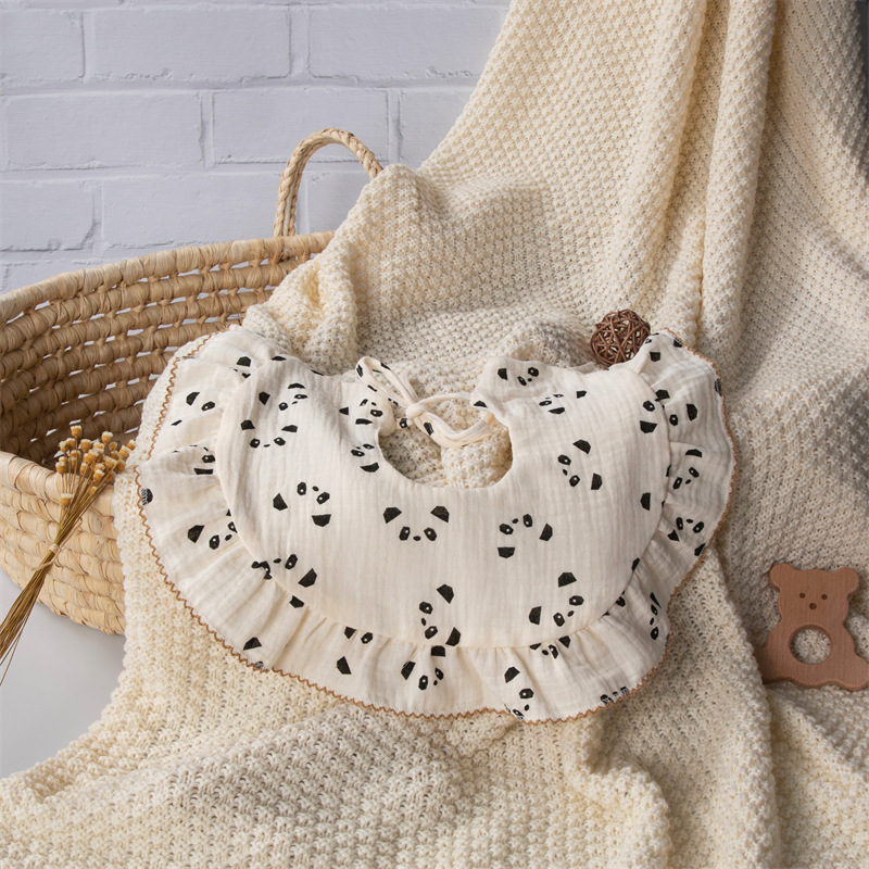 360 grados para aumentar la pequeña toalla de saliva de flores, collar falso, bata, gaza de algodón, tipo A, delantal de encaje para bebés