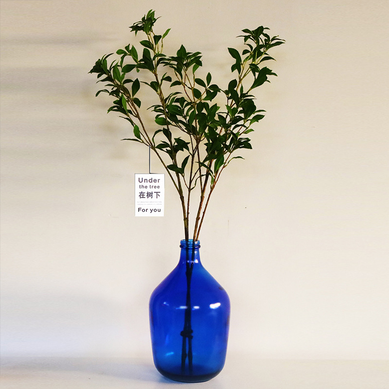 Botella de vidrio simple, boca pequeña, jarrón de barriga grande, reloj colgante de madera de caballo borracho, arreglo floral, decoración de la sala de estar, decoración hidropónica, gran