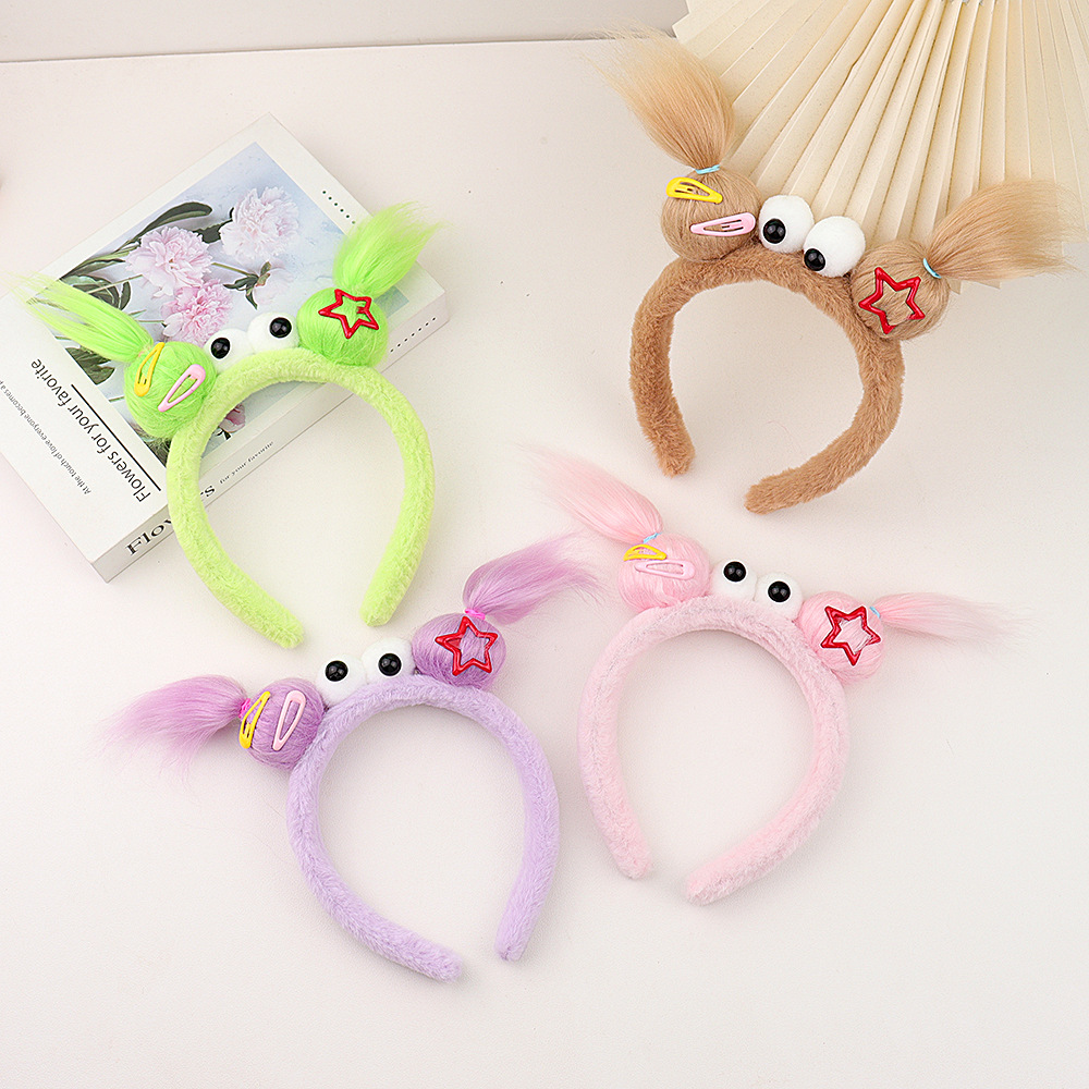 Diadema peludo muñeca fea talla de arena pequeño monstruo cara lavado horquilla Pelo Largo feo lindo antideslizante lindo felpa