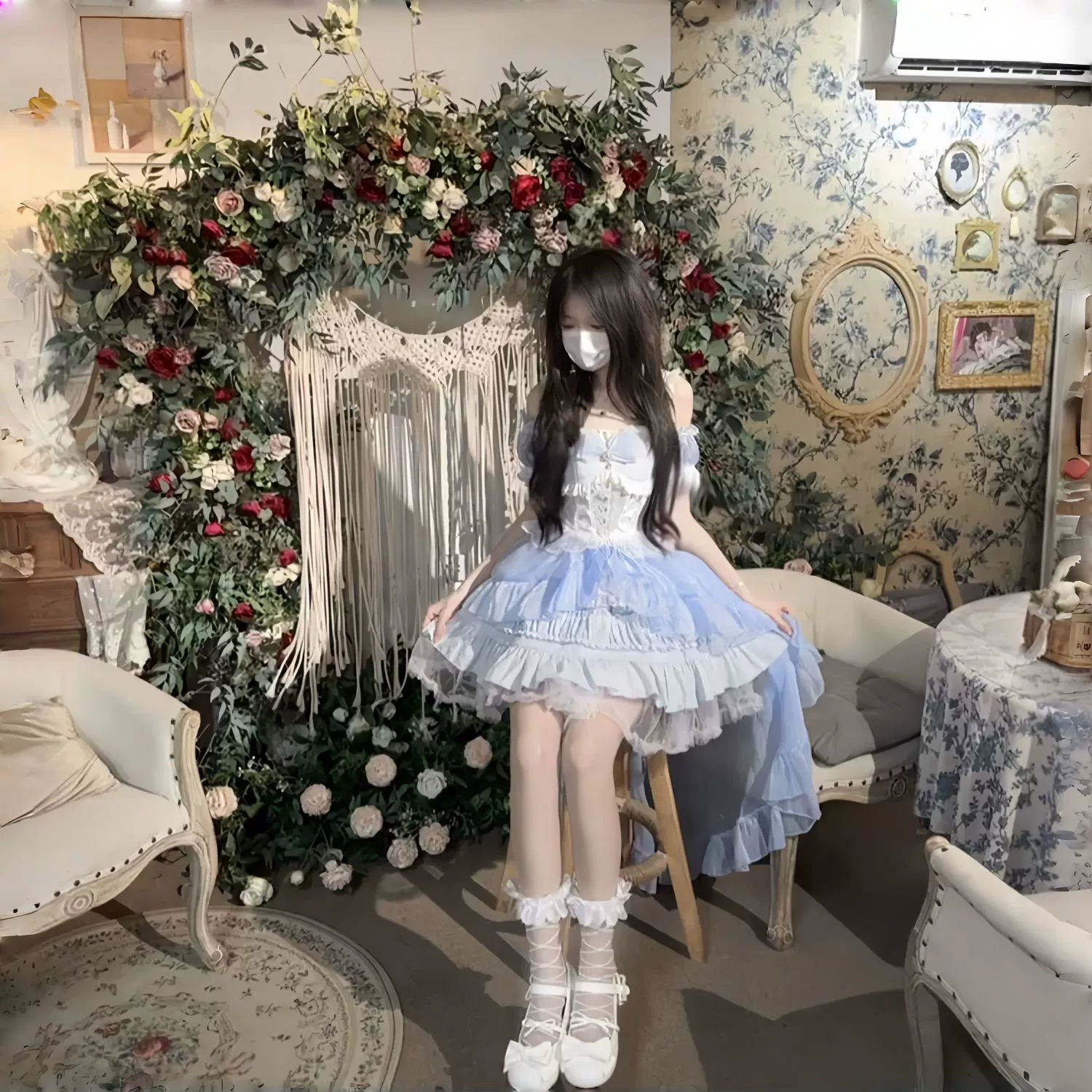 В наличии [Rose Story] новое оригинальное платье в стиле Лолиты jsk платье на подтяжках летнее платье lo юбка