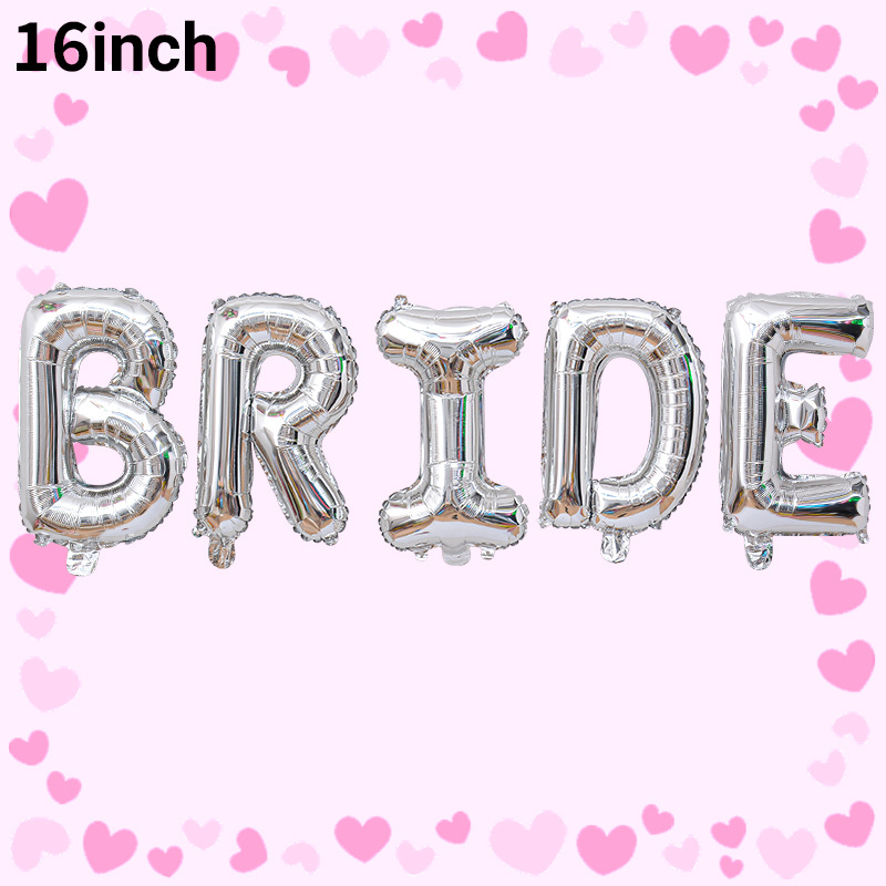 Globos de letras de aluminio para novias, superventas transfronterizos, en dorado, plateado y oro rosa con la inscripción BRIDE, para decoraciones de bodas y despedidas de soltera. image 8