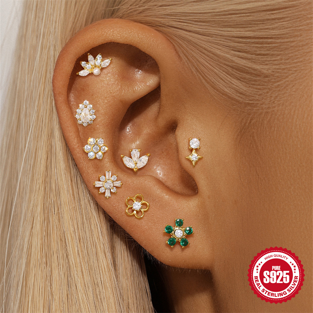 3g Weight 925 Sterling Silver Ear Needle Material Pearl, Zircon Inlay Material Earrings, Ear Studs Classification 1 Piece Quantity Daily Occasion 925 Sterling Silver Material Geometric Pattern Unisex Gender Inlay Design IG Style Style 1 Piece 925 Sterling Silver Pearl Zircon Geometric Earrings Ear Studs 无