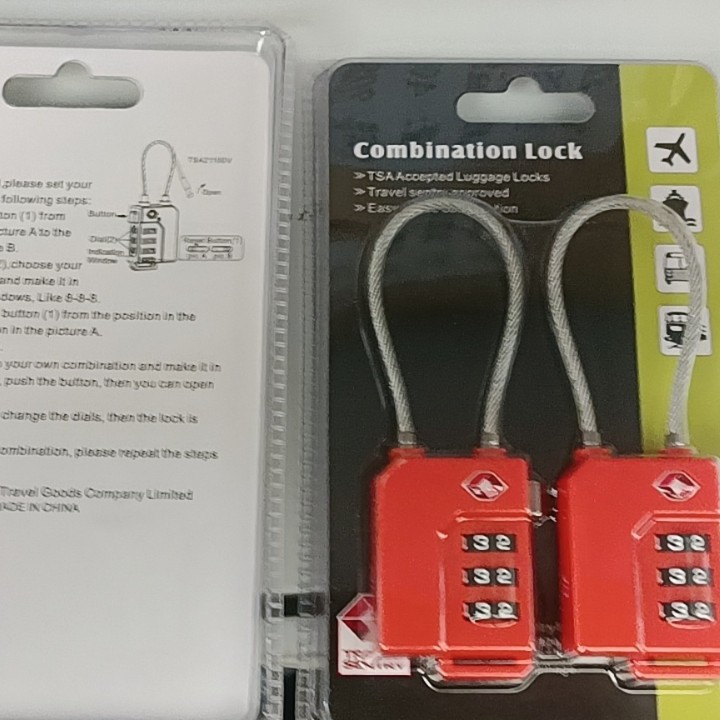 現物全英語中性包装新PC材質TSA21100ワイヤロープケースパスワードロック