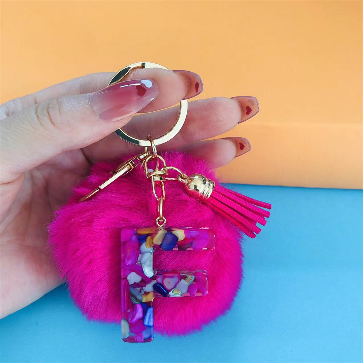 32g Weight Bag Pendant, Keychain Classification 1 Piece Quantity Holiday, Party Occasion Resin Material Letter, Hairball Pattern Unisex Gender Simple Style, Commute Style Simple Style Commute Letter Hairball Resin Unisex Bag Pendant Keychain 10