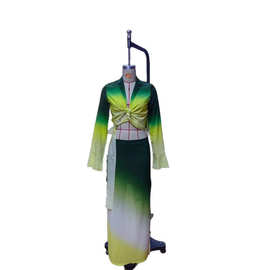 Q23DS146欧美女装夏季新款休闲蝴蝶印花无袖抹胸木耳边修身连衣裙