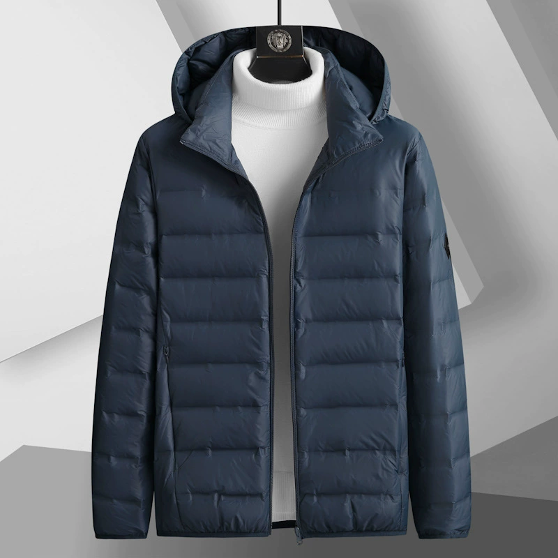 Новый тонкий и легкий с капюшоном модный повседневный мужской зимний пуховик куртка плюс толстый мужской теплый пуховик большого размера