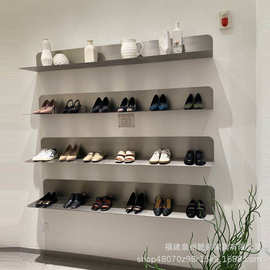 网红鞋架鞋店上墙展示架不锈钢金属隔板置物架北欧多层组合包包架