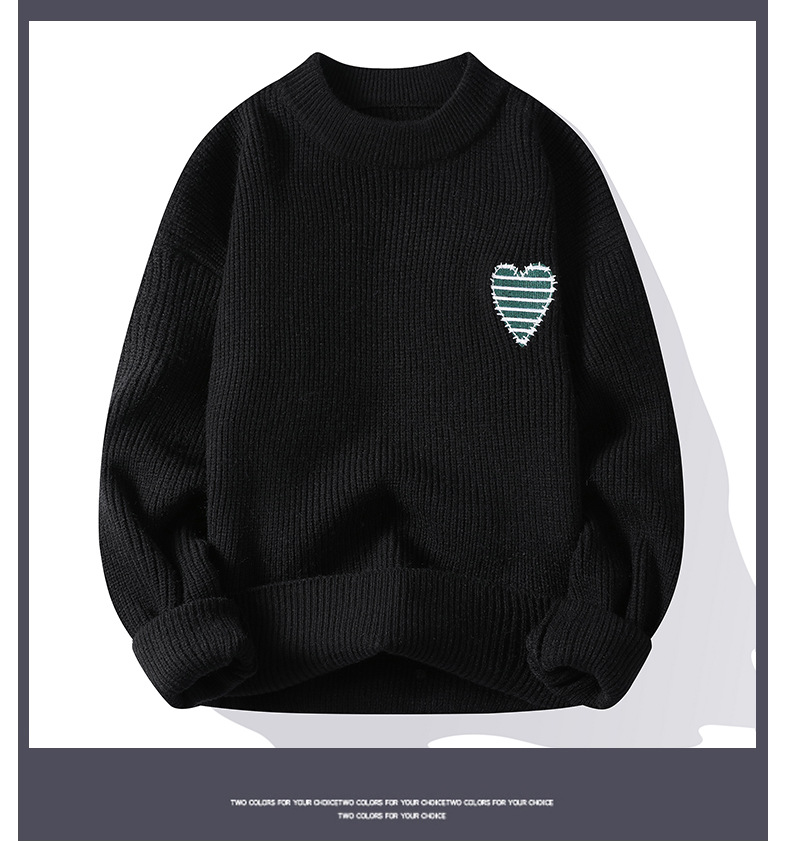Men's Sweater Half High Collar Wool Pullover Casual Knit Jumper_voghion.com
