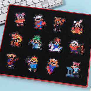 Cartoon Creative Acrylic Refrigerator Magnets Customized with Twelve Zodiac Signs, Cute Cultural and Creative Acrylic Refrigerator Magnets Customized
